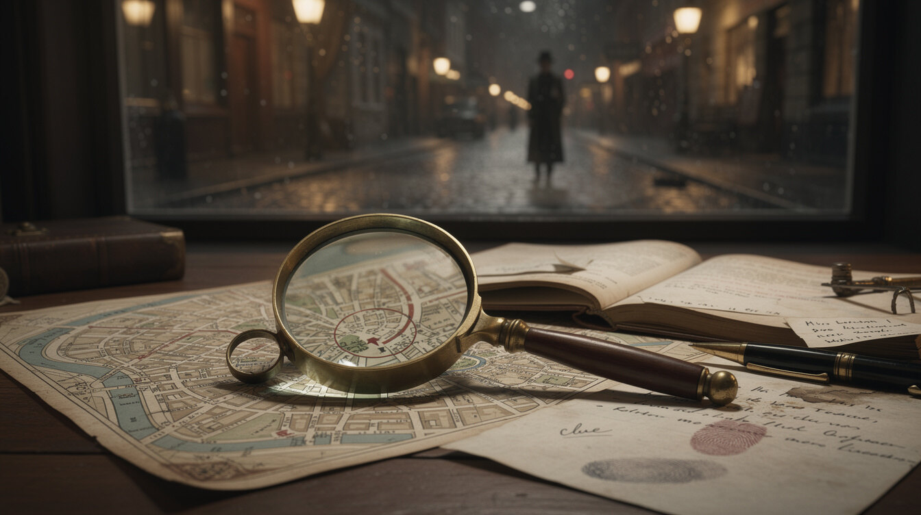 magnifying glass on map
