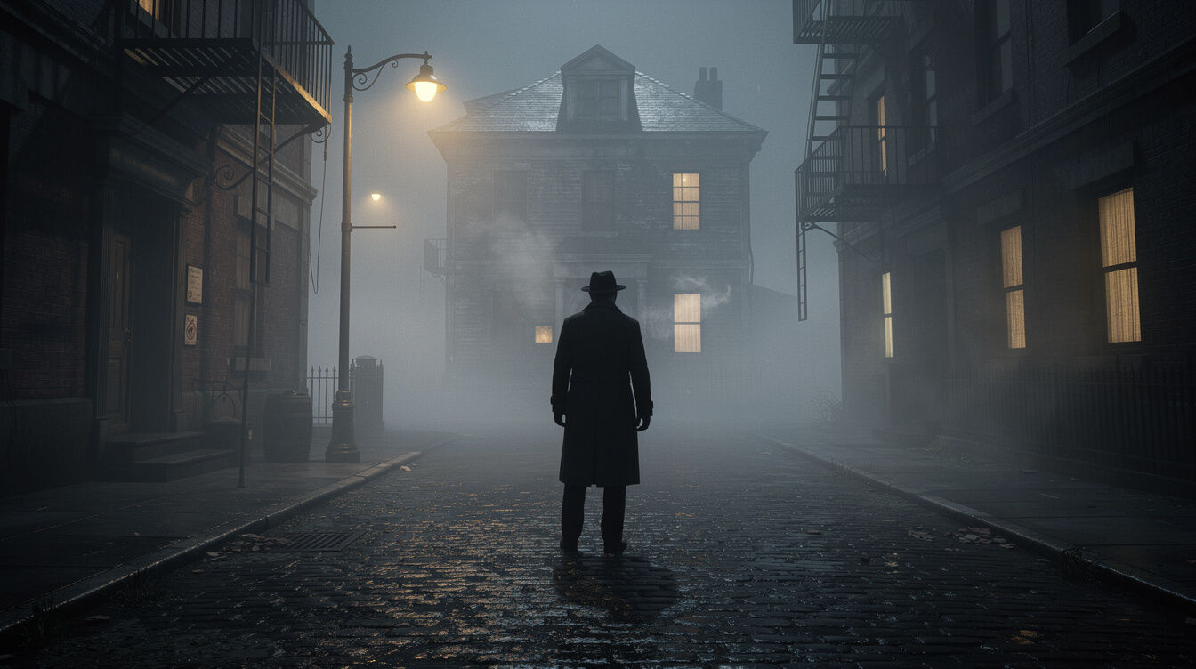 foggy street at night