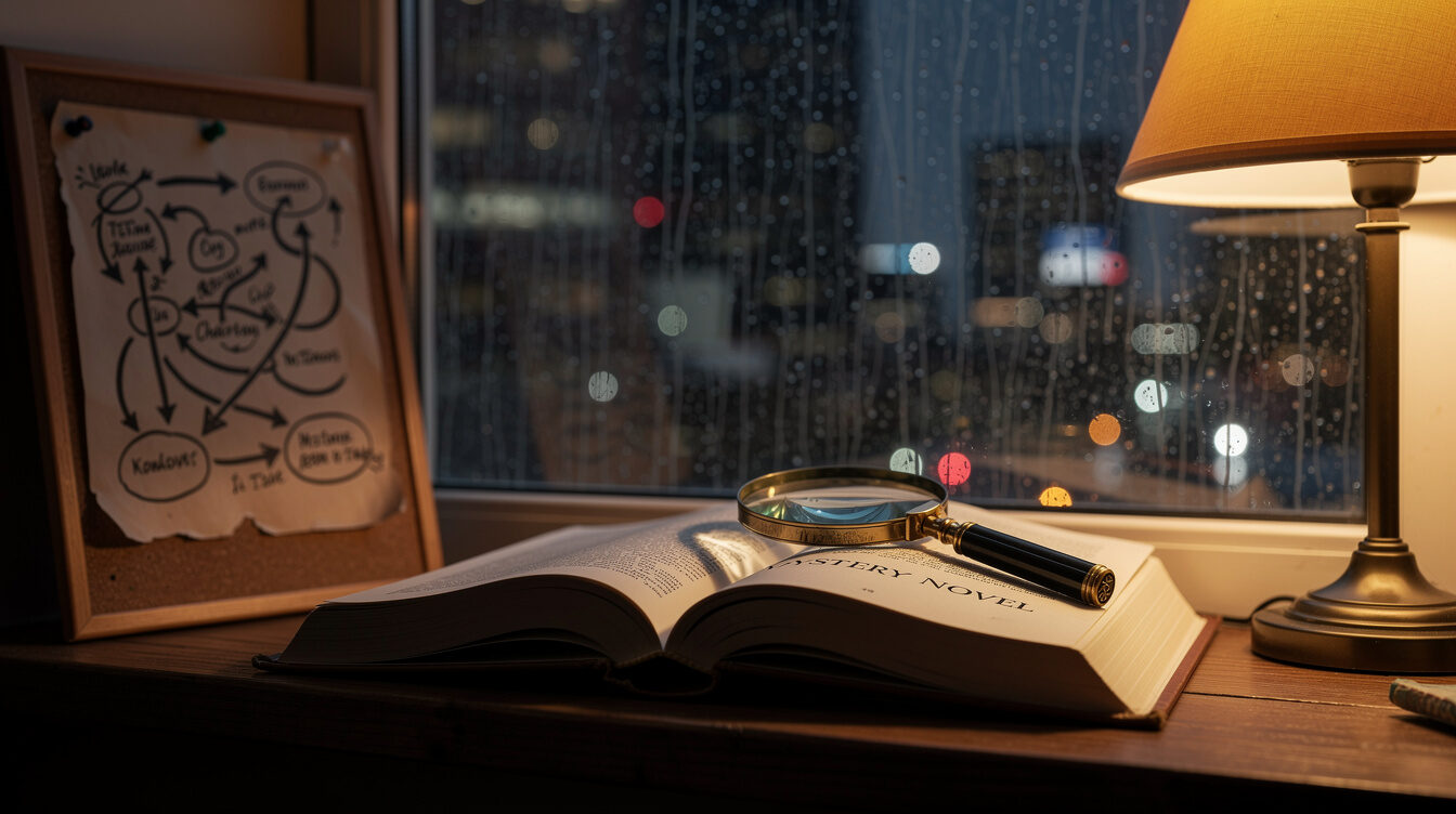 rainy window with book